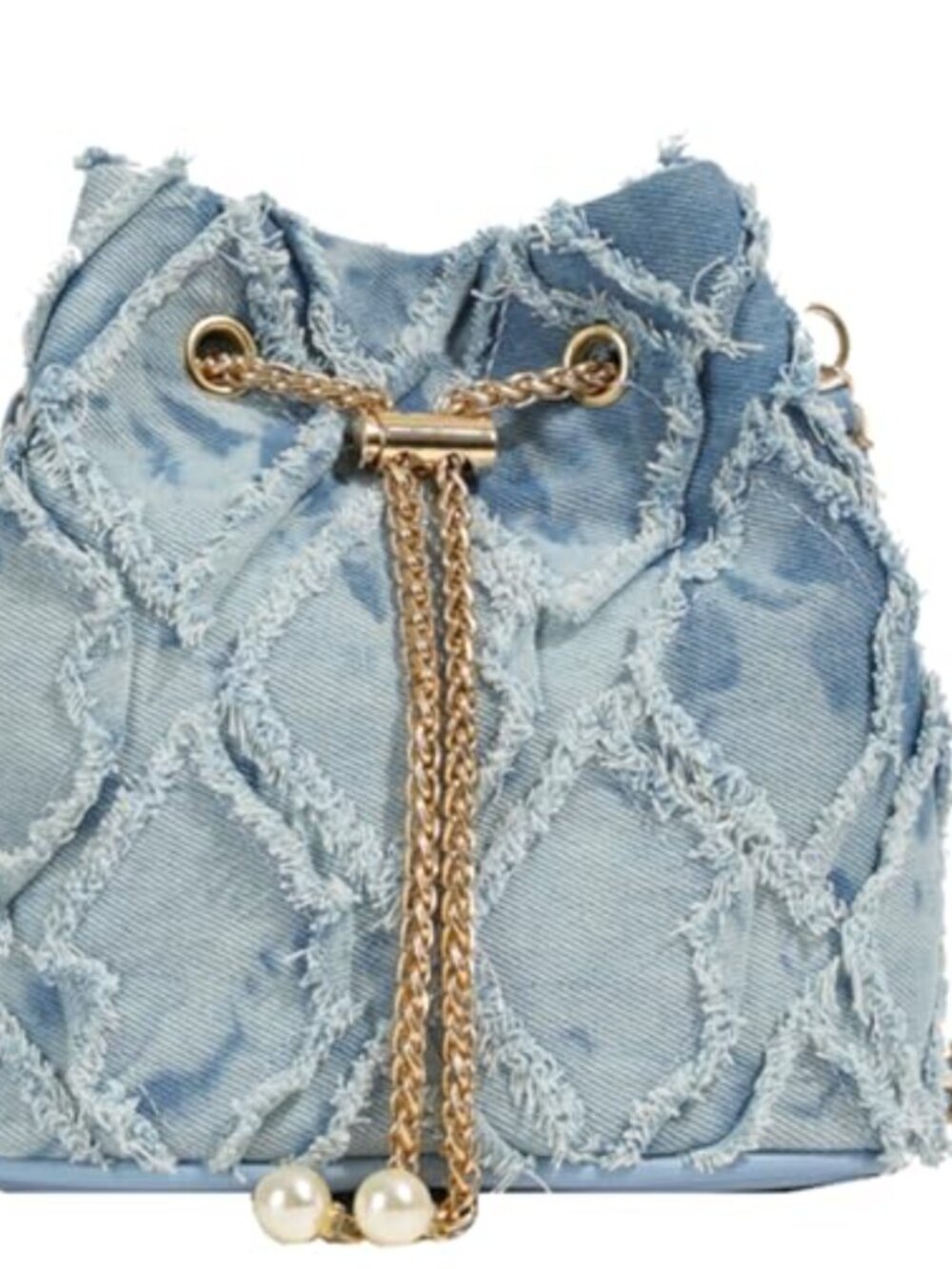 Denim Bucket Bag Crossbody Handbag Drawstring Hobo Adjustable Strap